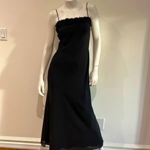 Black Floral-Trim Maxi Slip Dress